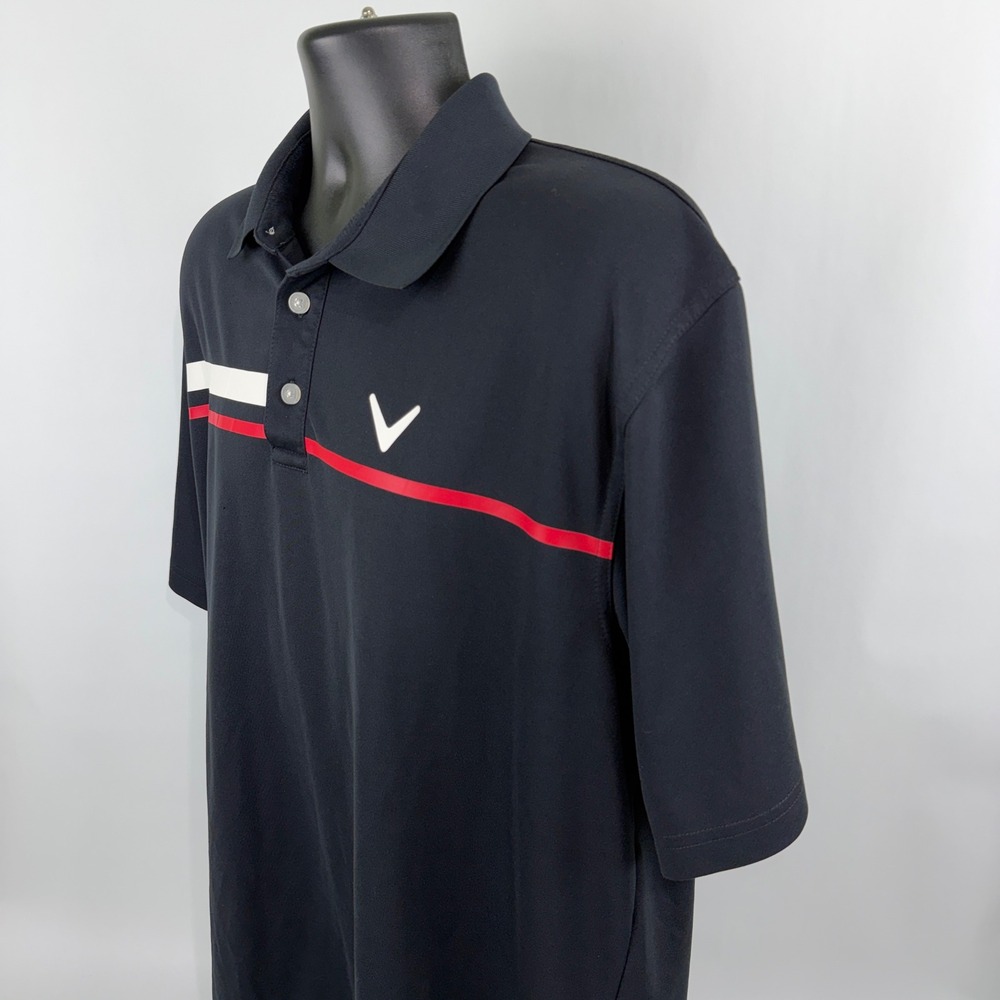 Callaway Mens XL Golf‎ Polo Shirt Black Red White Short Sleeve Performance - Picture 9 of 10